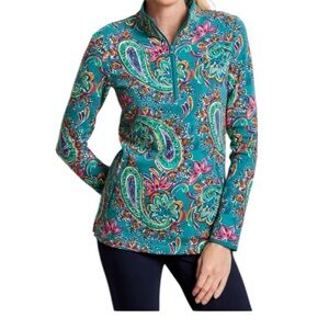 T by Talbots Half- Zip pullover watercolor paisley women’s size MP activewear